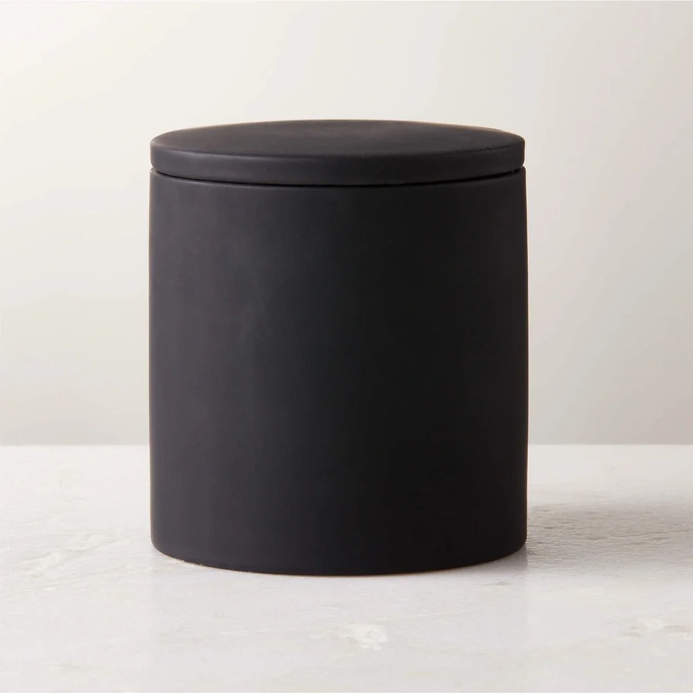Cb2 Rubber-Coated Black Canister 4.25”x4”